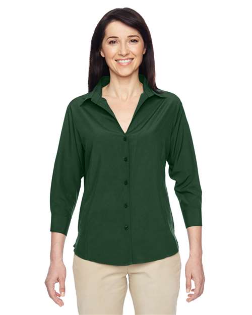 Women's Paradise Three-Quarter Pullover Sleeve Performance Shirt - - 15724 Palm Green 3/4 Sleeves 833B9 AB Exclusive Brands CA New ab Dress Shirts Harriton M610W New AB Polyester - 100% S&S Deep Deals Tops Womens Wovens Wovens & Dress Shirts