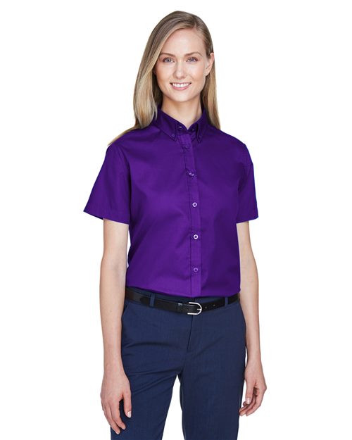 Women's Optimum Short Sleeve Twill Shirt - - 13290 217A7 4-4.9 oz 78194 AB Exclusive Brands CA New ab CORE365 Cotton Dress Shirts New AB Polyester S&S Deep Deals S&S Exclusive Brands Short Sleeves Sun/UV Protection Tops Womens Wovens Wovens & Dress Shirts