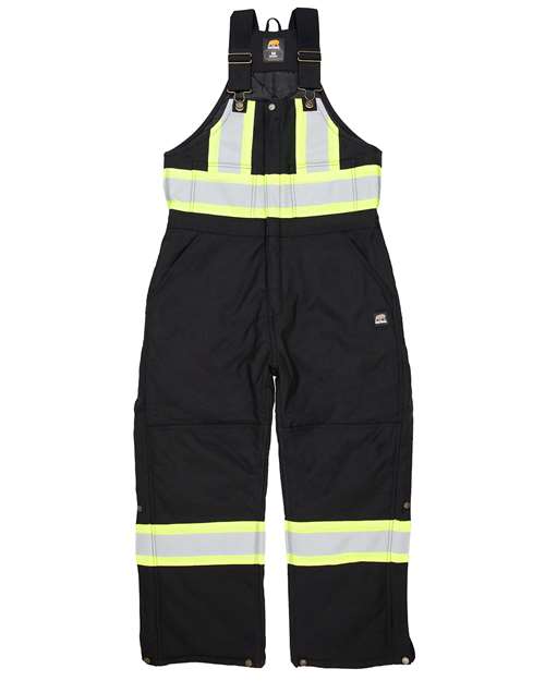 Safety Striped Arctic Insulated Bib Overall - - 16007 Black 105A4 AB Retail Exclusive Brands Berne Apparel Bottoms CA New ab Coveralls HVNB02 Mens & Unisex New AB Nylon Outerwear Personal Protection Safety Workwear Wovens