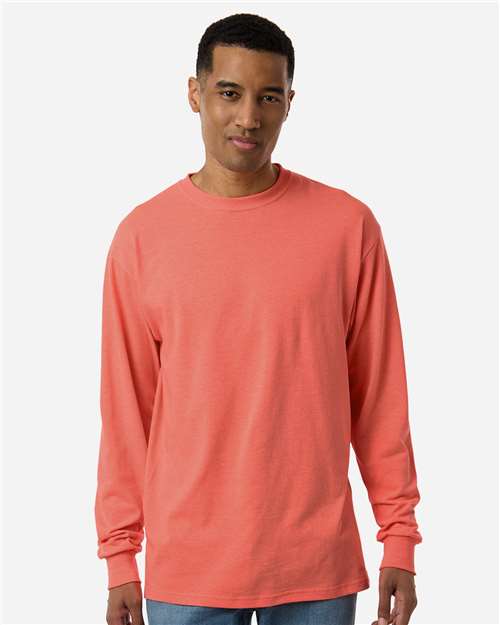 M&O 4820, Unisex Gold Soft Touch Long Sleeve T-shirt, Heather Coral