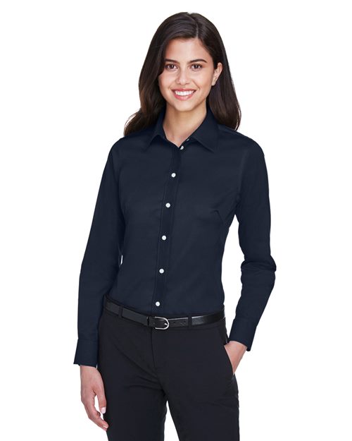 Women's Crown Collection® Solid Stretch Twill Woven Dress Shirt - - 13313 3-3.9 oz 676B2 AB Exclusive Brands CA New ab Corporate Corporate Business Professional Corporate Uniforms Cotton Devon & Jones DG530W Dress Shirts Long Sleeves New AB Polyester S&S Exclusive Brands Spandex Stain Resistant Tops Womens Wovens Wovens & Dress Shirts Wrinkle Free