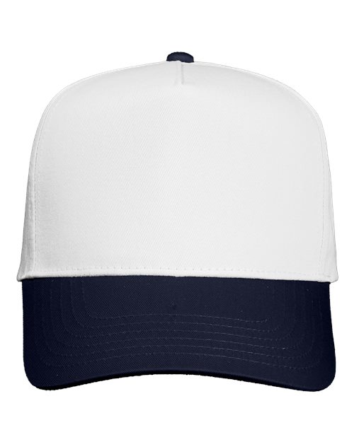 Valucap 8869, Five-panel Twill Cap, White/ Navy