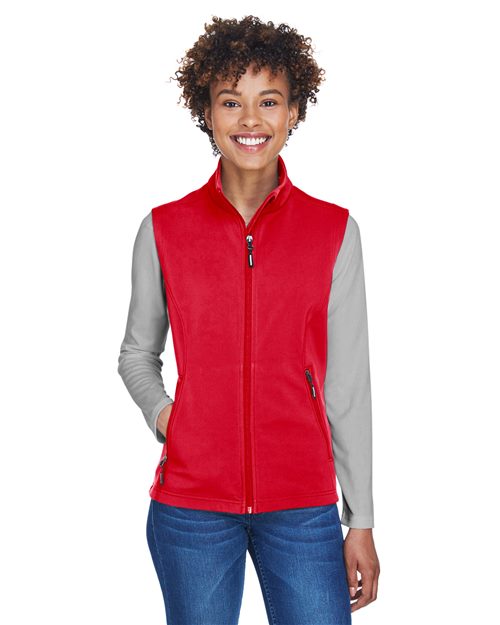Women's Cruise Two-Layer Fleece Bonded Soft Shell Vest - - 13386 298A7 8-8.9 oz AB Exclusive Brands CA New ab CE701W CORE365 Explore Medical & Med Spa Explore Medical & Med Spa Staff Uniforms Full-Zips Jackets New AB Outerwear Performance Pockets Polyester S&S Exclusive Brands Sleeveless Soft Shells Spandex Vests Water Resistant Womens Zips