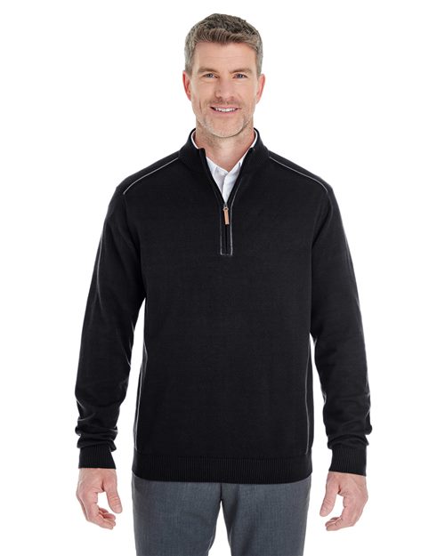 Men's Manchester Fully-Fashioned Quarter-Zip Pullover Sweater - - 13401 658B2 8-8.9 oz AB Exclusive Brands CA New ab Cotton - 100% Devon & Jones DG478 Knit Long Sleeves Mens & Unisex New AB Polos & Knits Pullovers Quarter-Zips S&S Deep Deals S&S Exclusive Brands Sweaters Tops Zips