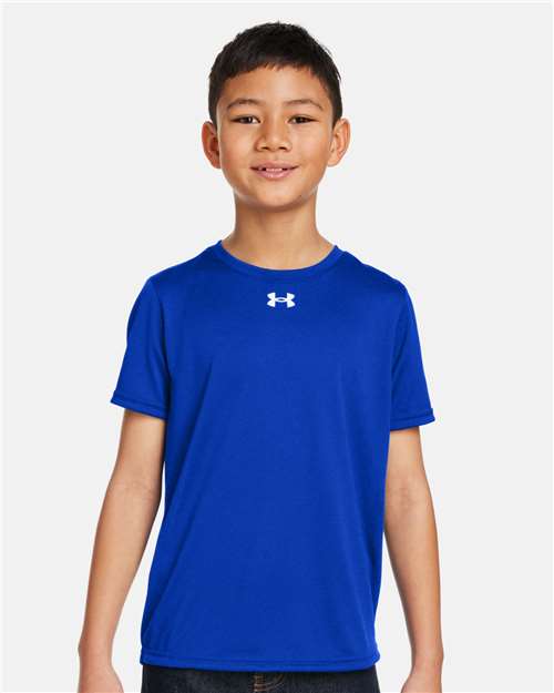 Youth Tech™ Team T-Shirt - - 16127 Royal White 001E2 1377487 AB Retail Exclusive Brands CA New ab Crewneck Moisture-Management New AB Polyester - 100% S&S Exclusive Brands School & Team Short Sleeves T-Shirts T-Shirts - Premium Tops Under Armour Visible Logos Youth