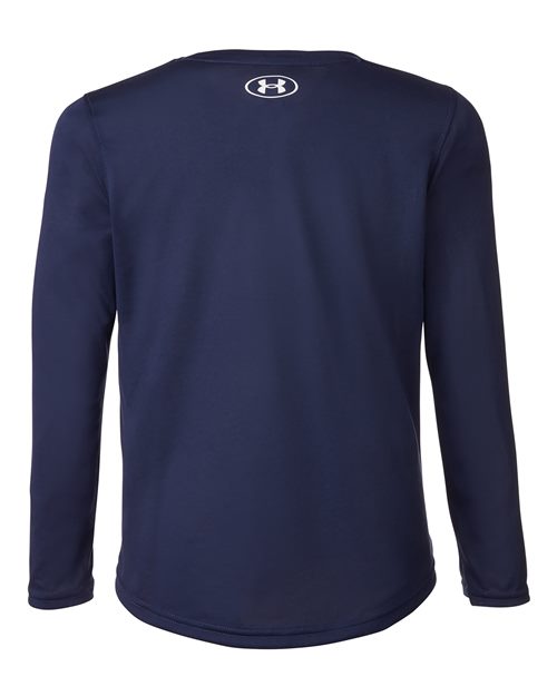 Under Armour 1377488, Youth Tech Team Long Sleeve T-shirt, Midnight Navy/ White