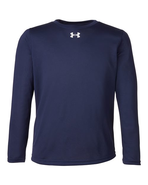 Under Armour 1377488, Youth Tech Team Long Sleeve T-shirt, Midnight Navy/ White