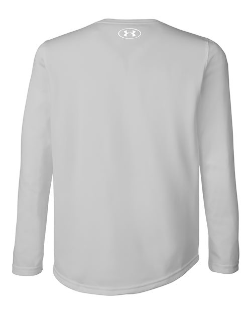 Under Armour 1377488, Youth Tech Team Long Sleeve T-shirt, Mod Grey Light Heather/ White