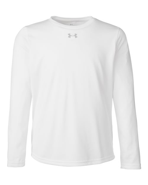 Under Armour 1377488, Youth Tech Team Long Sleeve T-shirt, White/ Mod Grey