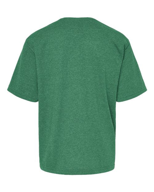 M&O 4850, Youth Gold Soft Touch T-shirt, Heather Kelly Green