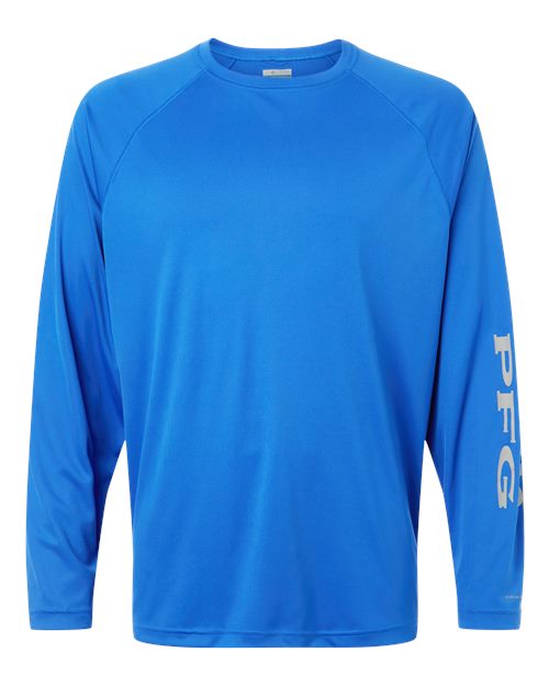 Columbia 212472, Men's Pfg Terminal Tackle Long Sleeve T-shirt, Vivid Blue/ Cool Grey