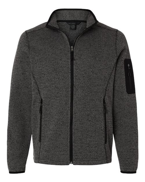 North End NE730, Men's Jasper Jacquard Full-zip Fleece Jacket, Black/ Grey