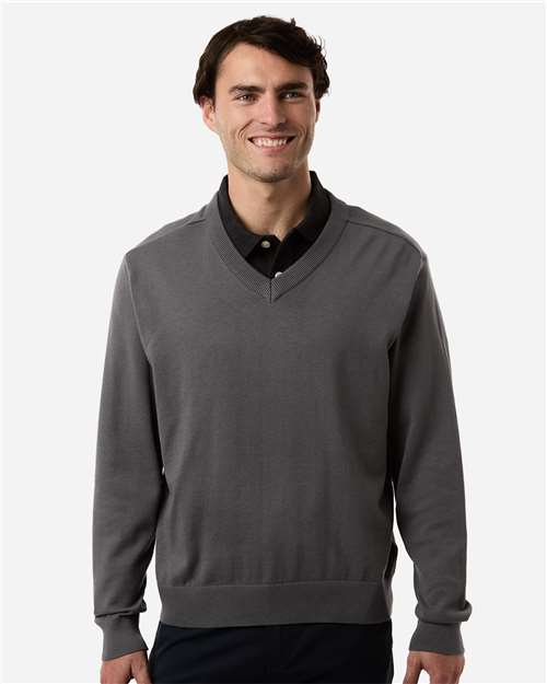 Men's New Classics V-Neck Sweater - - 16183 Graphite 011B2 7-7.9 oz Apparel CA New ab Devon & Jones DG445 Explore Medical & Med Spa Explore Medical & Med Spa Staff Uniforms Fleece - Premium - Crew Knit Mens & Unisex Recycled Sustainable Materials Sustainable Styles Sweaters V-Neck