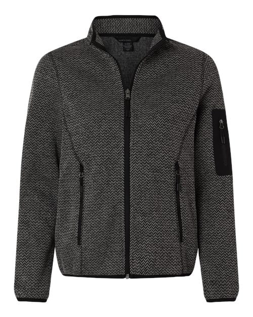 North End NE730W, Women's Jasper Jacquard Full-zip Fleece Jacket, Black/ Grey