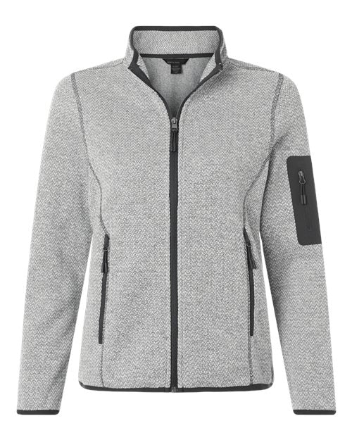North End NE730W, Women's Jasper Jacquard Full-zip Fleece Jacket, Grey/ White