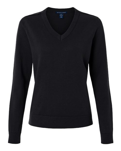 Devon & Jones DG445W, Women's New Classics V-neck Sweater, Black