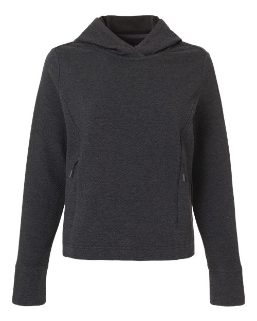 North End NE729W, Women's Spirit Textured Hooded Pullover, Black Heather