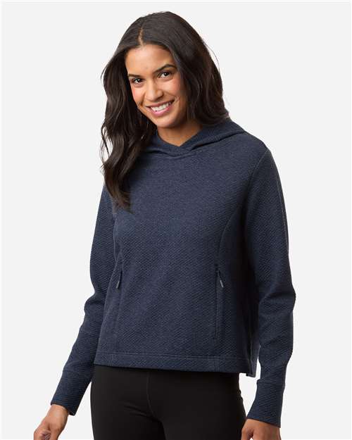 North End NE729W, Women's Spirit Textured Hooded Pullover, Classic Navy Heather