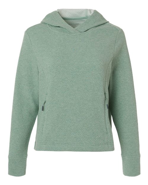 North End NE729W, Women's Spirit Textured Hooded Pullover, Sage Green Heather