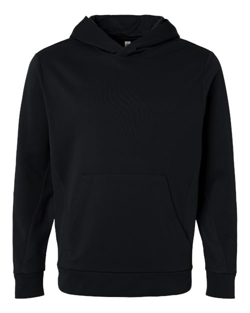 Team 365 TT400, Unisex Squad Hooded Tech Fleece Pullover, Black