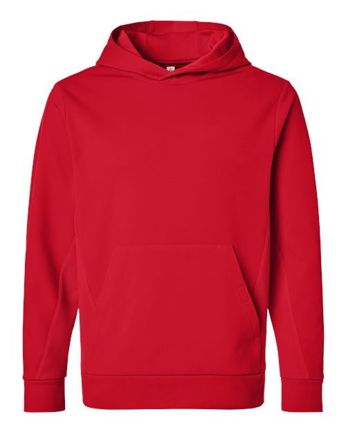 Team 365 TT400, Unisex Squad Hooded Tech Fleece Pullover, Sport Red