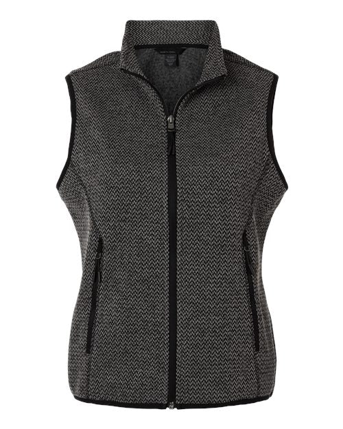 North End NE731W, Women's Jasper Jacquard Fleece Vest, Black/ Grey