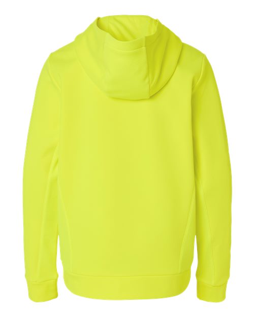 Team 365 TT400Y, Youth Squad Hooded Tech Fleece Pullover, Safety Yellow