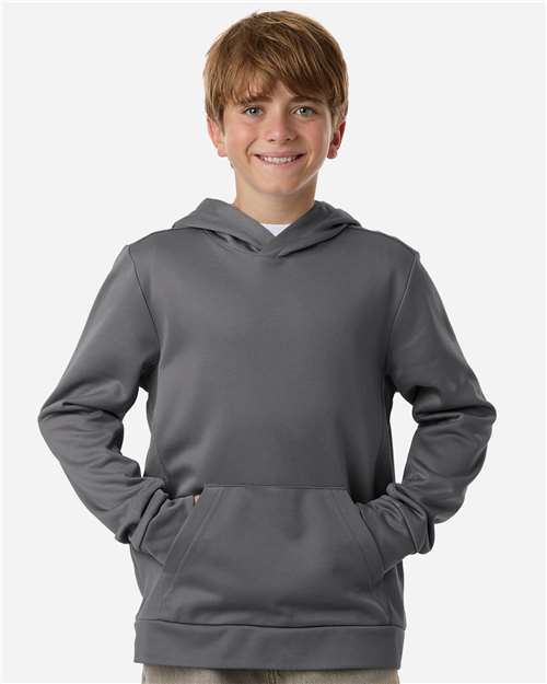 Team 365 TT400Y, Youth Squad Hooded Tech Fleece Pullover, Sport Graphite