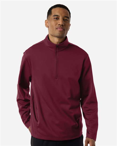 Team 365 TT401, Unisex Squad Cadet Quarter-zip Tech Fleece Pullover, Sport Maroon