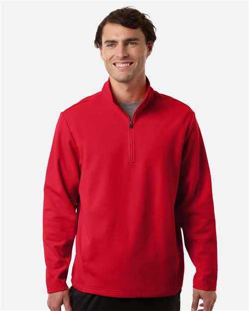 Team 365 TT401, Unisex Squad Cadet Quarter-zip Tech Fleece Pullover, Sport Red
