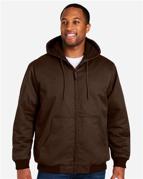 Unisex ClimaBloc® Heavyweight Hooded Full-Zip Jacket - - 14347 Dark Mocha 284B9 8-8.9 oz AB Exclusive Brands Adjustable CA New ab Cotton Drawstring Full-Zips Harriton Hooded Jackets Long Sleeves M722 Mens & Unisex New AB Outerwear Pockets Polyester Workwear Zips