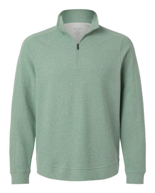 North End NE725, Men's Spirit Textured Quarter-zip Pullover, Sage Green Heather