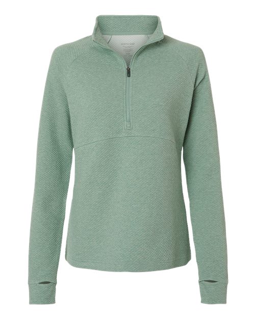 North End NE725W, Women's Spirit Textured Quarter-zip Pullover, Sage Green Heather