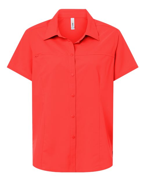 CORE365 CE520W, Women's Ultrauvp Shoreline Short Sleeve Staff Shirt, Marina Red