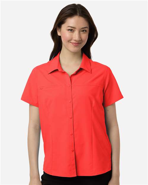 CORE365 CE520W, Women's Ultrauvp Shoreline Short Sleeve Staff Shirt, Marina Red