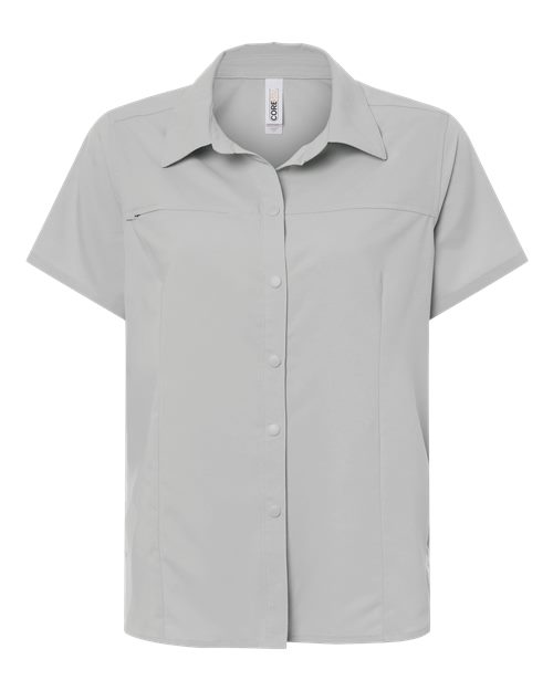 CORE365 CE520W, Women's Ultrauvp Shoreline Short Sleeve Staff Shirt, Platinum