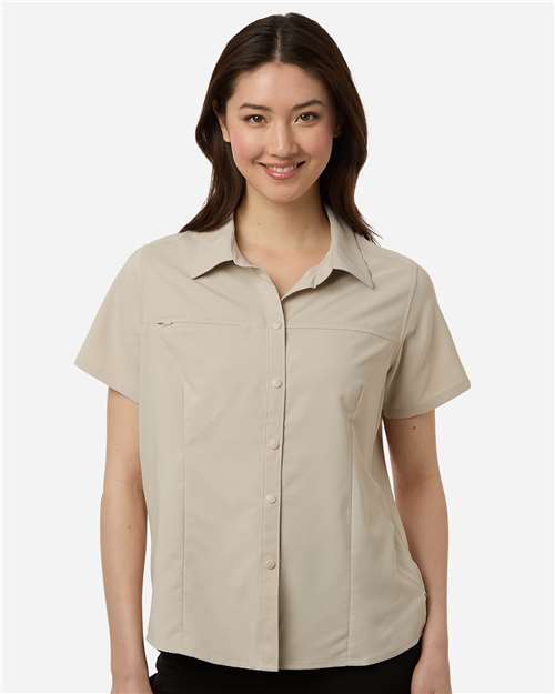 CORE365 CE520W, Women's Ultrauvp Shoreline Short Sleeve Staff Shirt, Stone