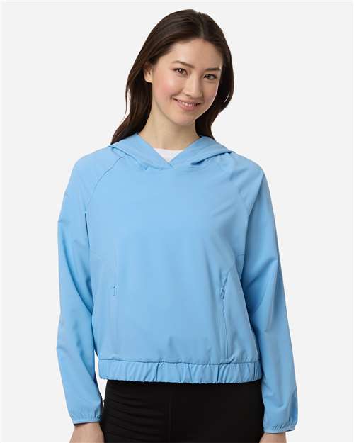 CORE365 CE520LW, Women's Ultrauvp Shoreline Long Sleeve Hooded Pullover, Columbia Blue