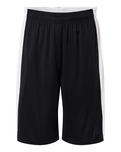 Team 365 TT115B, Unisex Zone Performance Reversible Shorts, Black/ White