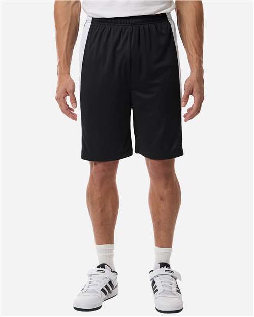 Team 365 TT115B, Unisex Zone Performance Reversible Shorts, Black/ White