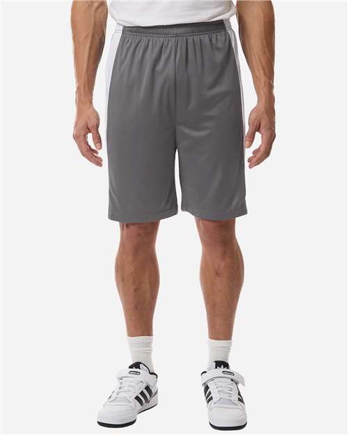 Team 365 TT115B, Unisex Zone Performance Reversible Shorts, Sport Graphite/ White