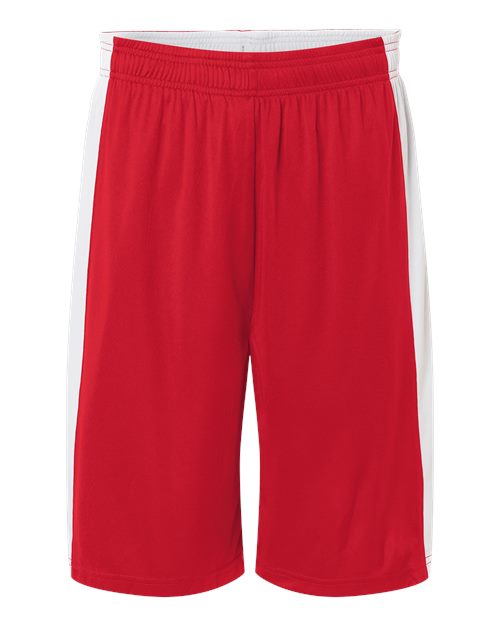 Team 365 TT115B, Unisex Zone Performance Reversible Shorts, Sport Red/ White