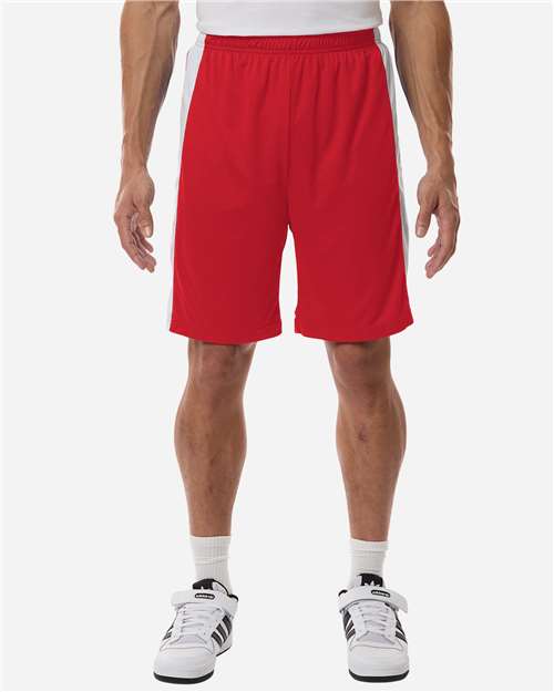 Team 365 TT115B, Unisex Zone Performance Reversible Shorts, Sport Red/ White