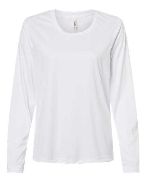 CORE365 CE10LW, Women's Capital Performance Long Sleeve T-shirt, White
