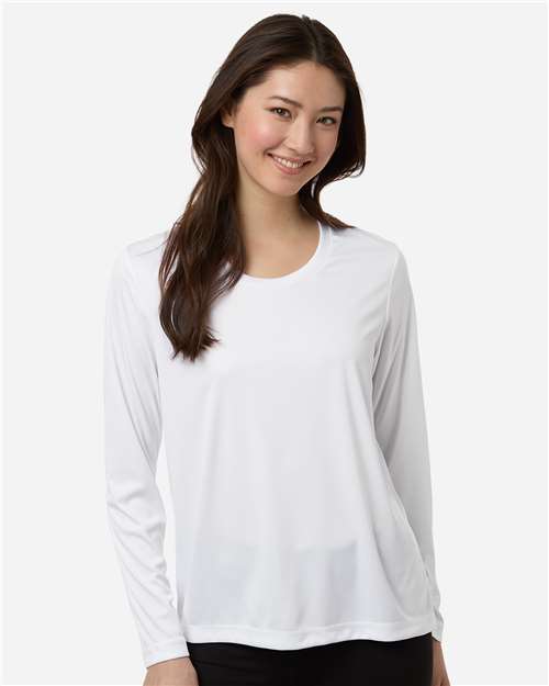 CORE365 CE10LW, Women's Capital Performance Long Sleeve T-shirt, White