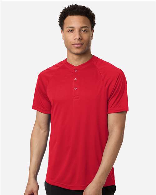 Team 365 TT11HN, Men's Zone Performance Henley, Sport Red