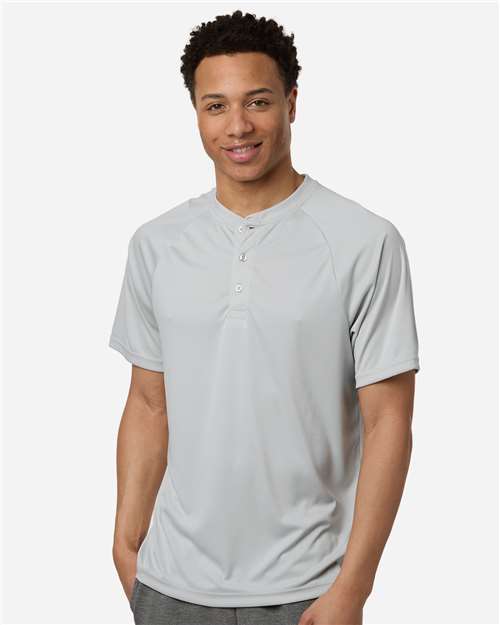 Team 365 TT11HN, Men's Zone Performance Henley, Sport Silver