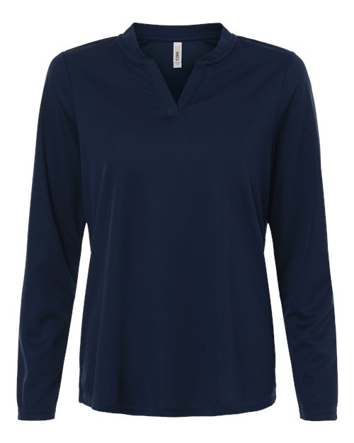 CORE365 CE108LW, Women's Nova Performance Long Sleeve Pique Polo, Classic Navy