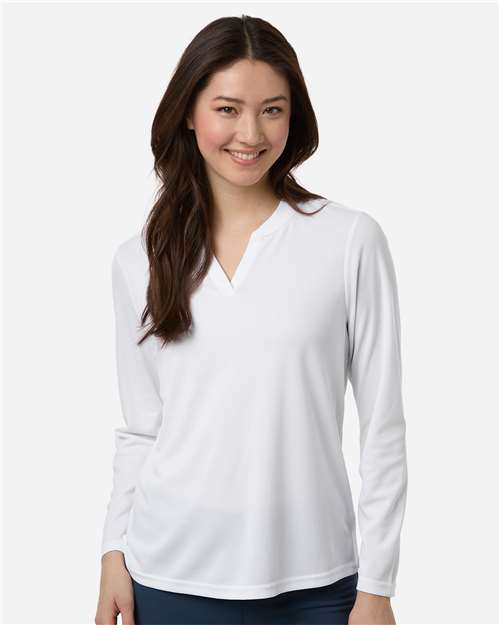 CORE365 CE108LW, Women's Nova Performance Long Sleeve Pique Polo, White