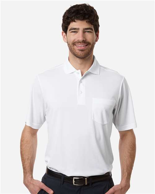 CORE365 CE108P, Men's Nova Performance Pique Pocket Polo, White